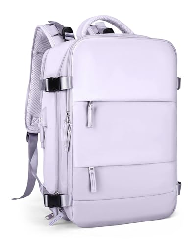 awoawo Zaino da viaggio da 35 l, da uomo e da donna, impermeabile, borsa da viaggio per laptop da 16 pollici, zaino da viaggio per viaggi d’affari, business, escursioni, weekend, rosso porpora,