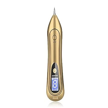 9 Level Lcd Laser Plasma Pen for Face Skin Beauty, Dark Spot Remover Mole Tattoo Removal Machine Facial Freckle Tag Wart Removal Beauty Tool (Golden)