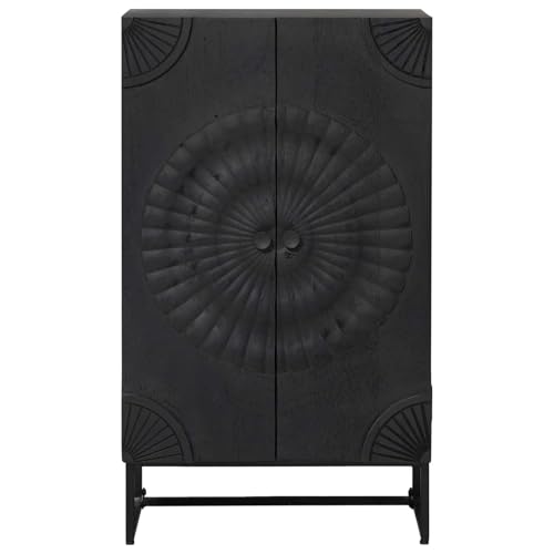 Highboard negro de madera maciza de mango, aparador elegante y robusto 6