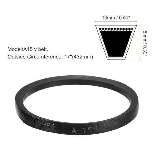 Image of uxcell A15 or 4L170 Classic Wrapped Rubber V-Belt, 15 inch(382mm) Inside Circumference, A Profile V Belt