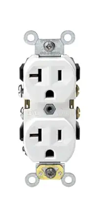 Leviton 20-Amp 125-Volt NEMA 5-20R, 2P, 3W, Narrow Body Duplex Receptacle, CR20-WS, White