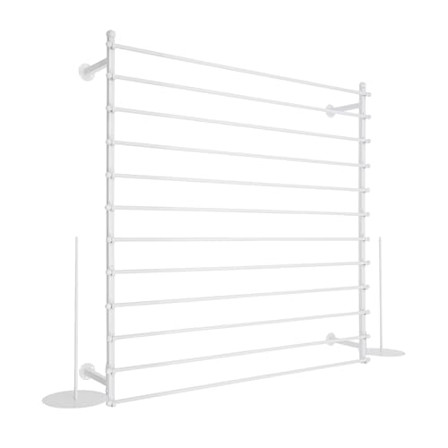 ZHFEISY 12-Layer Wall Mounted Ribbon Holder Organizer Rack, Wrapping Paper Storage Organizer, Ribbon Display Rack for Flower Shop, Craft Room, Belt/Tie/Scarf Rack, HxW 47.2X47.2in, Assemble Require