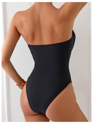 Milumia Women's 3D Floral Cut Out Bandeau Swimwear Sexy Strapless One Piece Swimsuits3