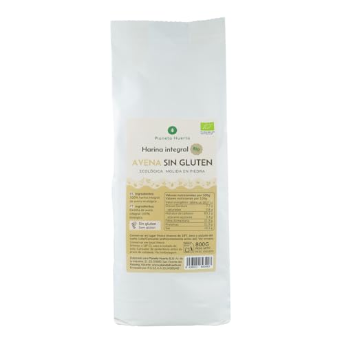 PLANETA HUERTO | Harina Integral de Avena Sin Gluten ECO 800 g - Alternativa Saludable y Nutritiva para Recetas Sin Gluten