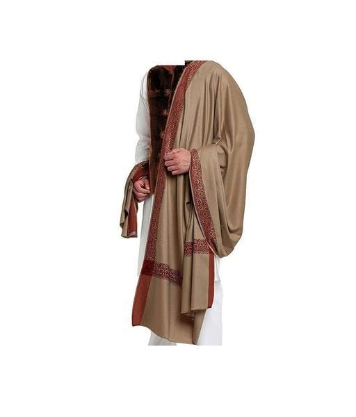 Dark brown CASHIMILON Kashmiri GENTS LOHI Shawl KANI BORDER 4 SIDE JAMAVAR GENTS Pashmina Feel ANTIQUE KASHMIRI DESG-image-8