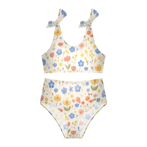 KLL Seamless Wild Flowers Farmhouse Girls' Two Piece Bikini Set Quick-Dry Swimsuit Swimming Suits Adjustable Strap3