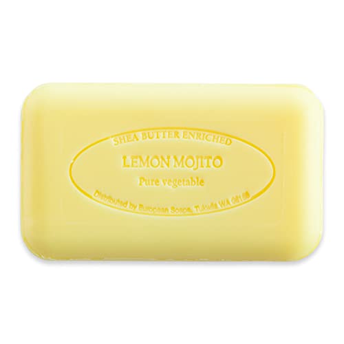 Image of Pre de Provence Artisanal Soap Bar, Natural French Skincare, Enriched with Organic Shea Butter, Quad Milled for Rich, Smooth & Moisturizing Lather, Lemon Mojito, 5.3 Ounce