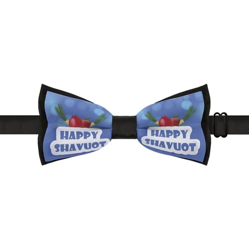 GoasNei Happy Shavuot Jewish Holiday Bow Tie for Men Adjustable Necktie Funny Tie Neck Ties for Weddings Party