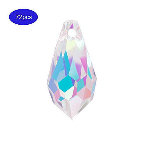 72pcs AB Teardrop Crystal Beads - LONGWIN 7x14mm Waterdrop Faceted Glass Beads