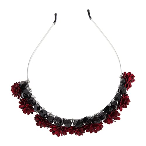 Tocado de novia negro con flores decorativas para regalo de damas