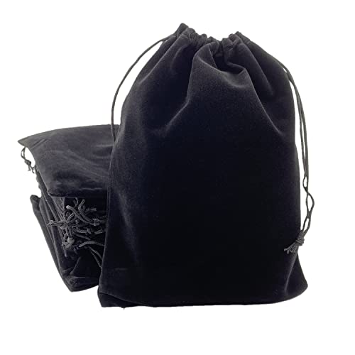 Palmhomee Pack of 12 7x9 Inch Velvet Drawstring Bags Gift Bag Velvet Pouch For Jewelry Wedding and Party Favor (Black)