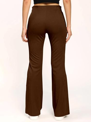 Image of Mehrang High Waisted Wide Leg Ribbed Knit Trousers with Pockets | Casual and Stretchy Pants | for Women