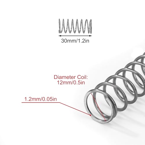 GUNGY Druckfeder Edelstahl Feder Druckfedern 30mm Drahtdurchmesser 1,2mm Innendurchmesser 12mm Länge 30mm Maximale Federkraft 1,2kg 4 Stück