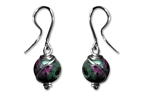 Ruby And Zoisite 10Mm Dangly Swirl Drop Earrings In Steel, Copper, Bronze, Black Iron, Titanium, Sterling Silver, 14K Gold, Rose Gold, Or Black Niobium Wire July Birthstone Capricorn Zodiac #TOP14