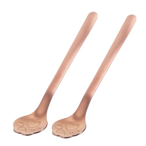 Cabilock 2Pcs Coffee Stir Spoons Cute Stainless Steel Mini Dessert Spoons for Ice Cream Cake and Salad Fun Cutlery for Home Parties and Coffee Bars