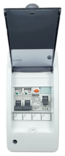 RoadEu Leitungsschutzschalter, Stromverteiler mit Fehlerstromschutzschalter 40A 2P typ A/AC und LS C16A C10A. Sicherungskasten 230V