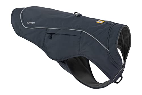 RUFFWEAR Overcoat Fuse 2-in-1-Kombination aus Hundemantel und -Geschirr, mit Fleece Gefütterte Hundejacke, Basaltgrau, Größe M