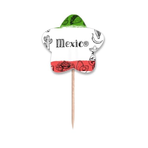Cure-dents drapeaux cactus Mexique pour identifier les amuse-bouches et décorer les cupcakes