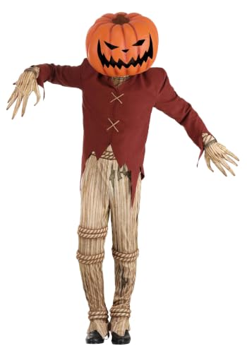 Adult Jack the Pumpkin King Costume | Mens Nightmare Before Christmas Pumpkin Headed Scarecrow Halloween Outfit X-Large