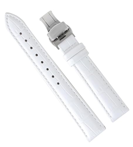 Bracelet de montre en cuir de remplacement pour femmes blanc argenté 18mm