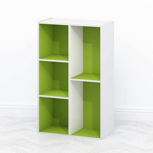 Image of Furinno TOMI TV Stand, 5-Cube Entertainment Center with Open Shelf, Reversible TV Console, for Living Room, Bedroom, Home Office, Green
