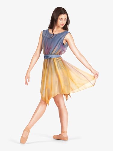 Watercolour Womens Hand Painted V-Back Dress with Belt2