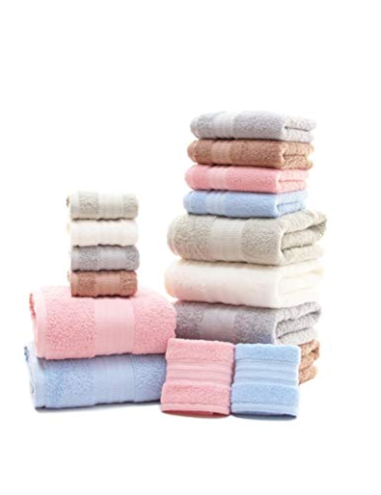 Luxury Cotton Towels Set, Hand & Bath Towel (Pink)
