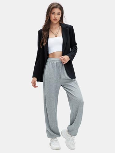 EXLURA Women's Business Casual Blazers Lightweight Long Sleeve Knit Lapel Loose Fit Work Office Suit Jackets with Pocket 20254