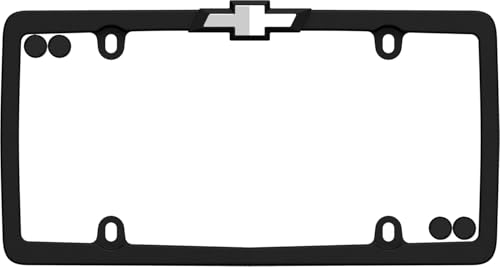 Cruiser Accessories Chevrolet License Plate Frame Matte Black/Chrome (with Fastener Caps)