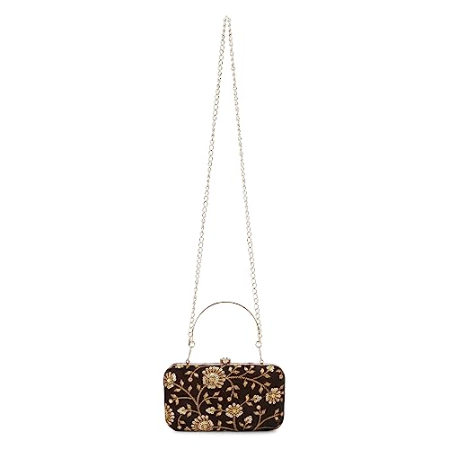 Image of LONGING TO BUY Hand Crafted Designer Box Clutch - Zari Embroidery For Women