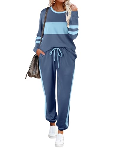 Image of Aloodor Sweatsuit for Women 2 Piece Outfits for Womens Crewneck Sweatshirts Pullover