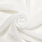 Crushed Voile Fabric 110 Inch Extra Wide Crinkle Lightweight Sheer Polyester by The Yard - for Sewing Curtains, Drapery, Decor, & More - Off White (1 Yard)