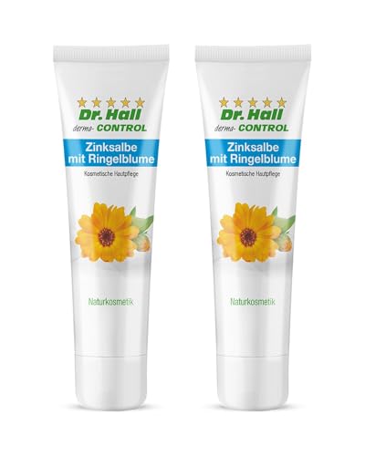 Dr. Hall Zinksalbe mit BIO Ringelblumenextrakt, naturkosmetik, entzündungshemmend und pflegend mit Bienenwachs und Mandelöl, Mengenangebote 1 (2 x 50 ml)