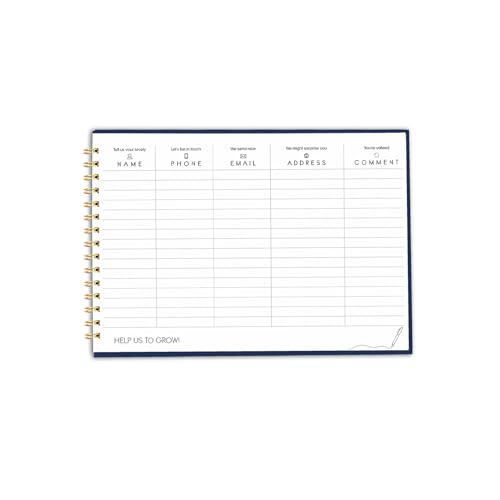 Image of Visitor Book - 8 x 12 Inches | Wiro Bound Guest Register for Hotels, Offices, Exhibitions, Boutiques & Business Use | Medium Size Visitor Log Book for Reception & Front Desk