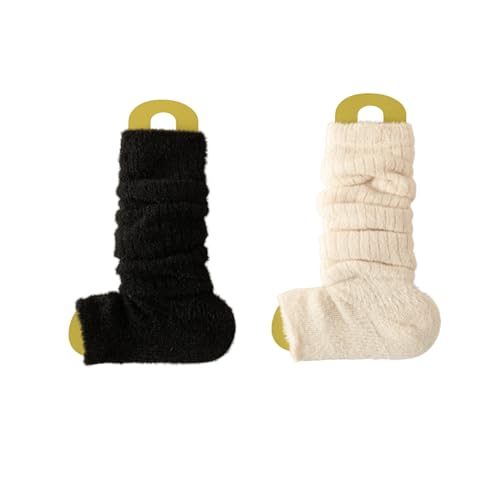 Image of 2 Pairs Women's Fashion Leg Warmers Winter Warm Knit Long Boot Socks Slouch Knee High 80s for Party Gifts