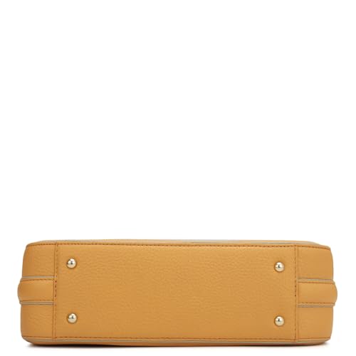 Image of Da Milano Genuine Leather Shoulder Bag for Women - Apricot Crush Handbag with Zipper & Clasp Lock Closure