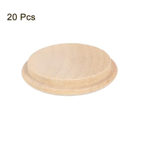 Image of uxcell 20Pcs Wood Button Plugs, 30mm /1.18 inch Hardwood Screw Hole Plug Mushroom Wooden Caps Buttons Wood Plug for Furniture Woodworking Craft Decor (35mm x 30mm)