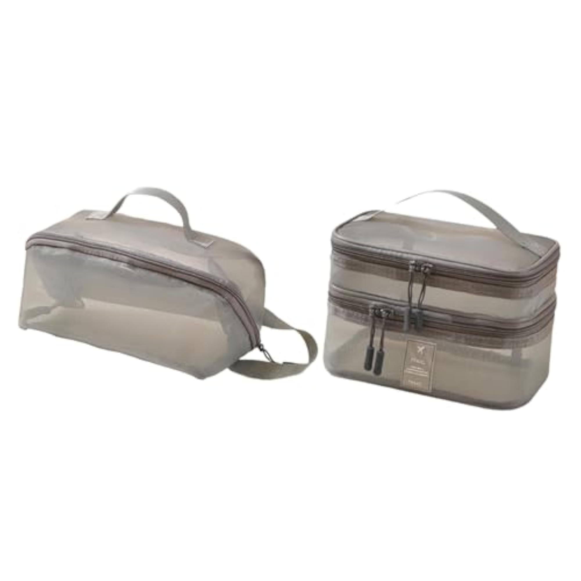 2X Mesh Makeup Bag Portable Brush Organizer, Gray