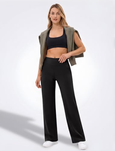 JEKAOYI Womens Wide Leg Yoga Pants Casual Trousers Pants with Pockets Black - image 3