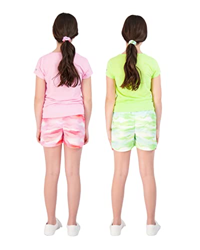 Hind 4Pc Girls Athletic Shorts And Workout Tops, Workout Clothes For Girls (Prism Pink-Sharp Green, 14-16) #TOP2