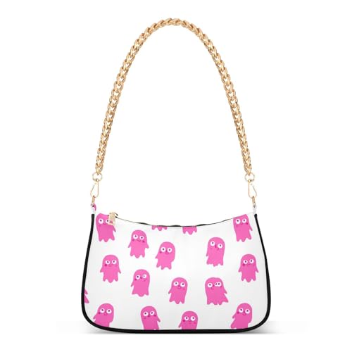 Pink Ghost（1） Shoulder Bag for Women, Handbag with Chain Strap, Soft Purse Tote Bag for Ladies