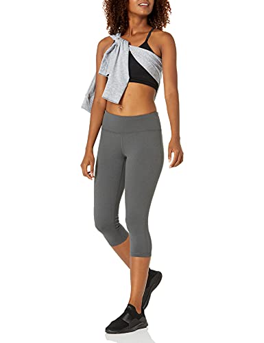Amazon Essentials Women's Studio Sculpt Mid-Rise Capri Yoga Legging, Charcoal Heather, Medium - Image 5