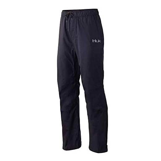 Huk Men's Gunwale Water Proof & Wind Resistant Rain Pant, Black, Large