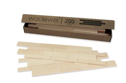 wodewa Designpaneel Ahorn | Vollholz Wandverkleidung 3D-Optik Selbstklebend | Echtholz Wanddeko 3D Selbstklebend | 700x160mm Holzpaneel | Made in Germany
