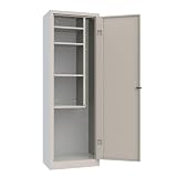 XLOCKERS Armadio Porta Scope Monoblocco in Metallo, 4 Ripiani, 600x400x1800 mm, Colore Grigio RAL 7035, con Imballo di Sicurezza