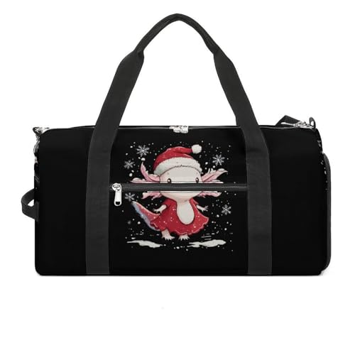 Christmas Axolotl Gym Bag Travel Duffle Bags Carry On Tote Weekender Bag Suitable for Men Women
