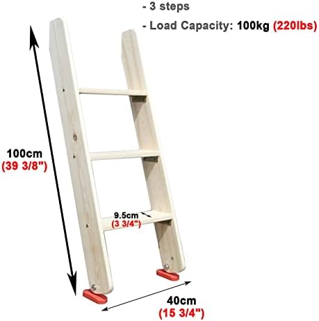Non-Slip Wooden Bunk Bed Ladder Replacement, Heavy-Duty 100kg Load, 150cm (59") Camper Ladder for Motorhome Bunk Beds, Durable Household Accessory