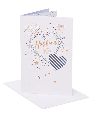 UK Greetings | Fathers Day Card for Husband | Card for Dad Grandad Husband | Him Boys Men | Love Heart Design | With Envelope | 14.9 x 22.9cm