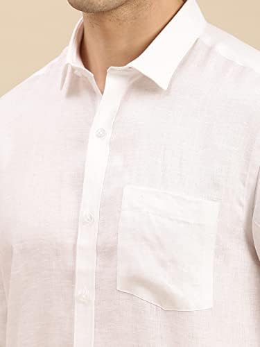 Image of Ramraj Cotton Men Solid Cotton White Half Sleeve Shirt Crafted For A Clean| Versatile| Comfortable look