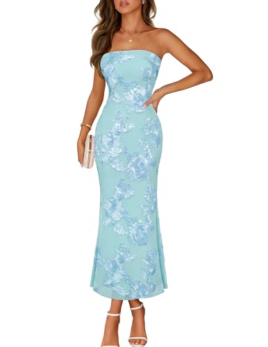 Image of MEROKEETY Women's Summer Floral Wedding Guest Cocktail Maxi Dress